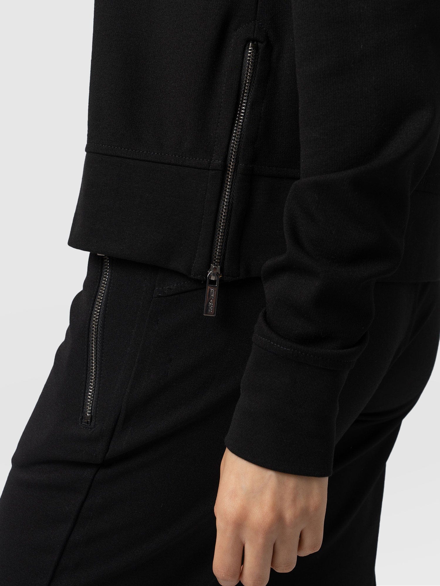 Morgan Zip Sweater Black & Beige - Women's Sweaters | Saint + Sofia® USA